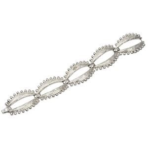 Vintage MONET Silver Plated Elongated Textured Links 1980s Bracelet